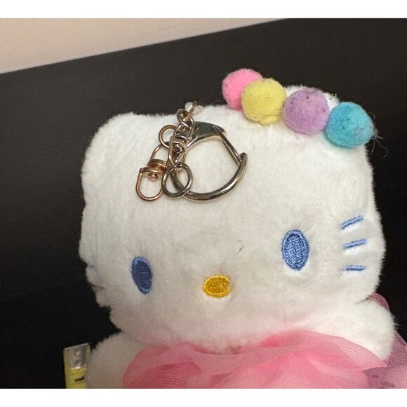 Hello Kitty Plush Keychain With Pink Tulle Dress & Pom-Pom Accents 5.5 Inches - Picture 5 of 5